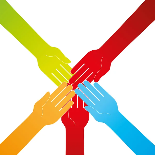 Εικονίδιο κοινότητα χρώματα ανθρώπινη σιλουέτα του χεριού — Διανυσματικό Αρχείο