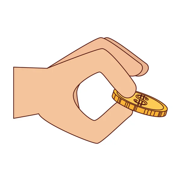 Mão humana com dinheiro ícone isolado — Vetor de Stock