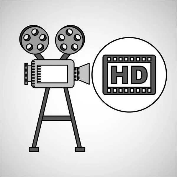 Película de cámara vintage con película hd — Archivo Imágenes Vectoriales