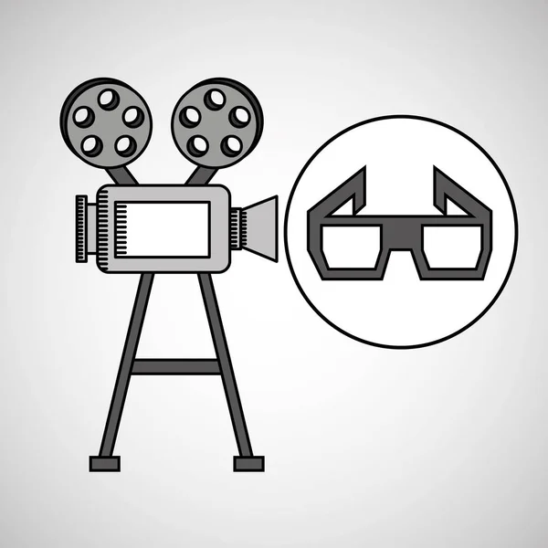 Kamery filmowej vintage z filmu okulary — Wektor stockowy