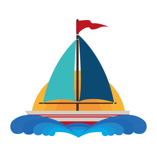 Jacht morski na białym tle ikona — Wektor stockowy