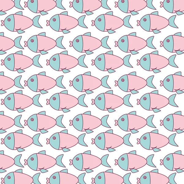 可爱的鱼模式孤立的图标 — 图库矢量图片