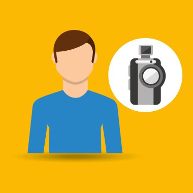 karakter adam film kavramı kompakt fotoğraf makinesi