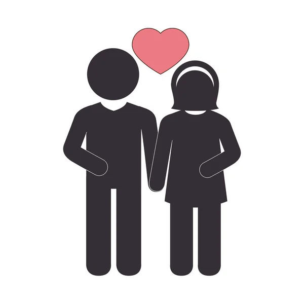 Couple vient de se marier avec coeur — Image vectorielle