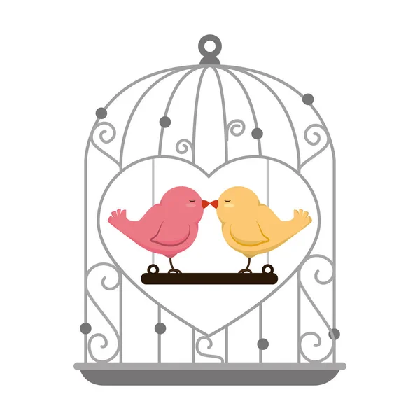 Oiseaux mariage carte célébration — Image vectorielle