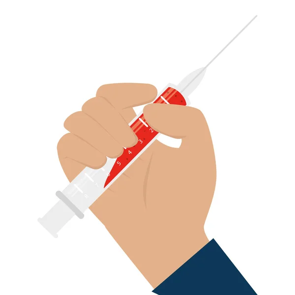 Hand with syringe icon — Stock Vector