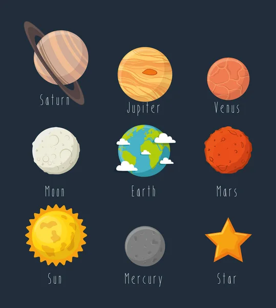 Universo planetas concepto espacial — Vector de stock