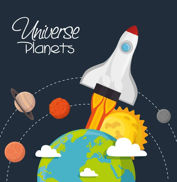 Universo planetas concepto espacial — Vector de stock