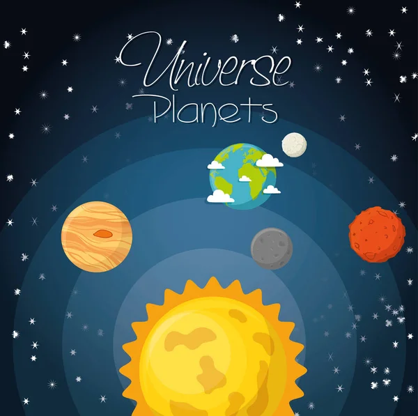 Universo planetas concepto espacial — Vector de stock