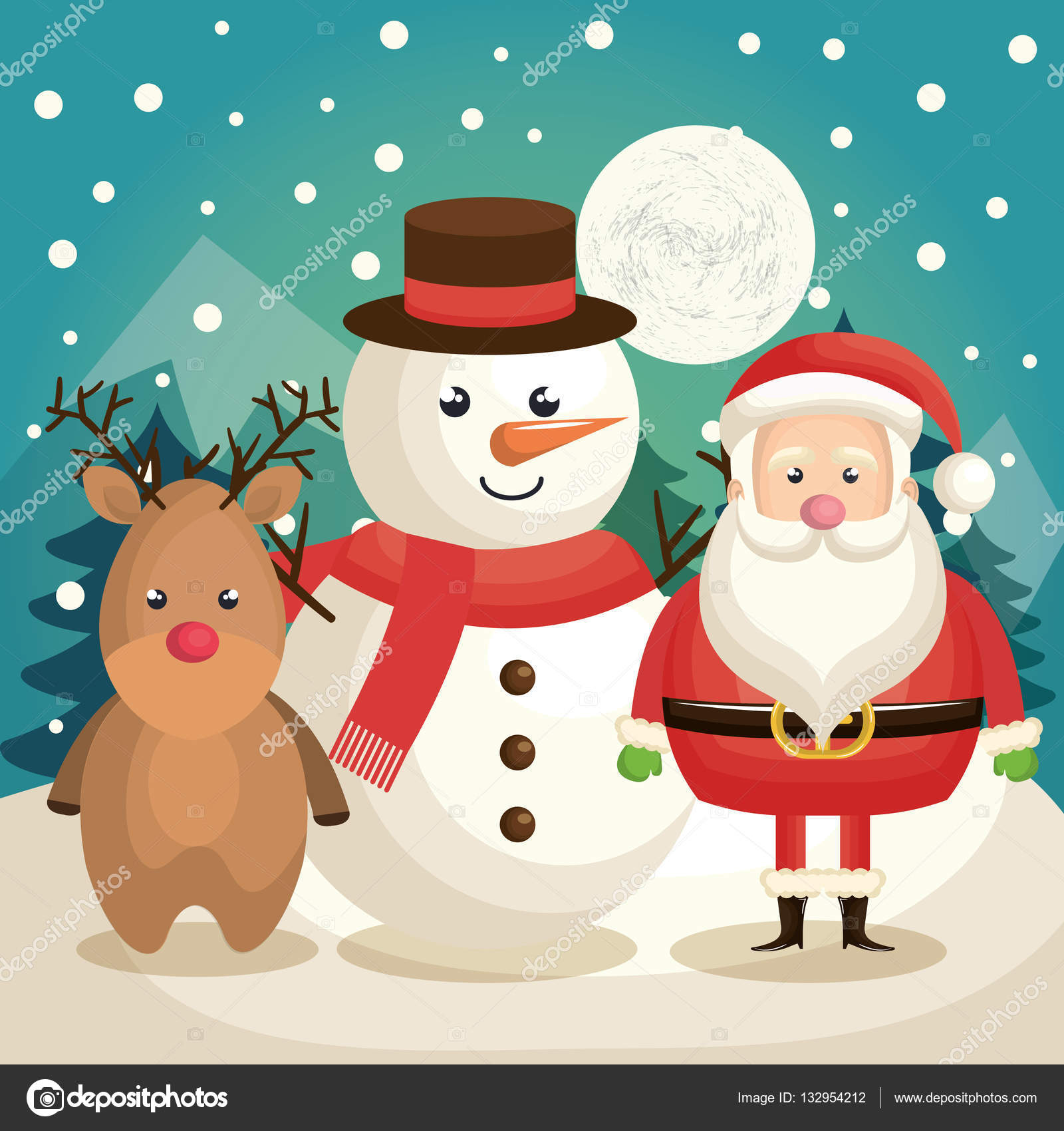 Felice Buon Natale pupazzo di neve carattere illustrazione disegno vettoriale — Vettoriali di yupiramos