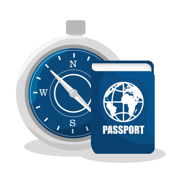 Compass travel device isolated icon — Stock Vector