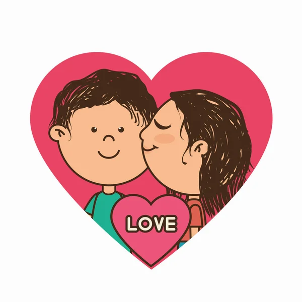 Personagens de casal com amor de coração — Vetor de Stock