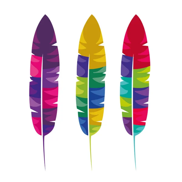 Feathers multicolored carnival icon — Stock Vector