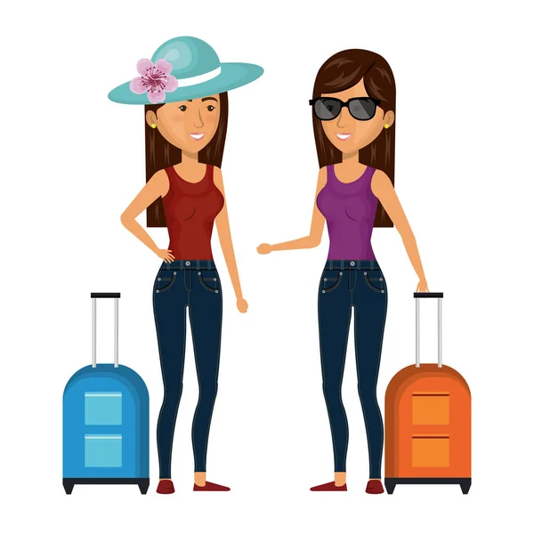 Viajes en familia con maletas — Vector de stock