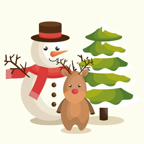 快乐快乐的圣诞节雪人的性格 — 图库矢量图片