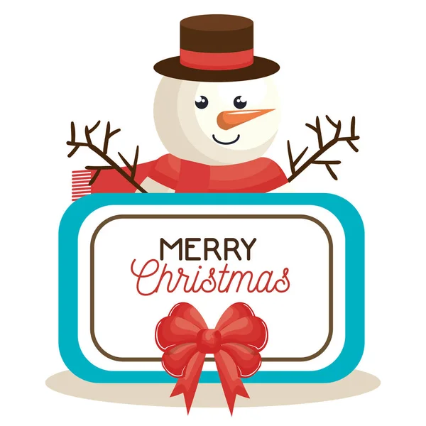 Glædelig glædelig jul snemand karakter – Stock-vektor