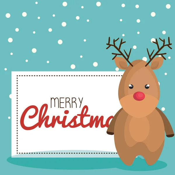 Reindeer character christmas icon — стоковый вектор