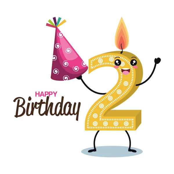 Happy birthday candle number character — Stock Vector