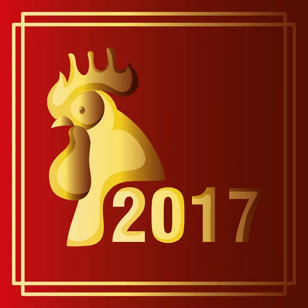 2017 Chinese jaar van de Haan-poster — Stockvector