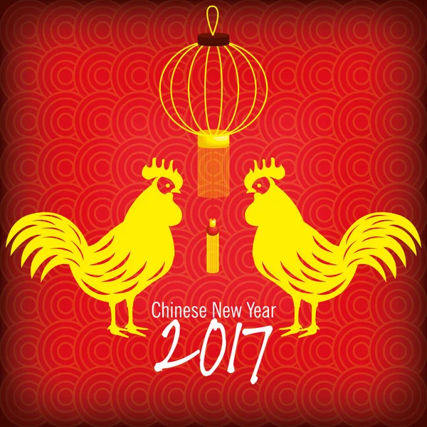 2017 Chinese jaar van de Haan-poster — Stockvector