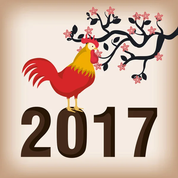 2017 chinesisches Jahr des Hahns — Stockvektor