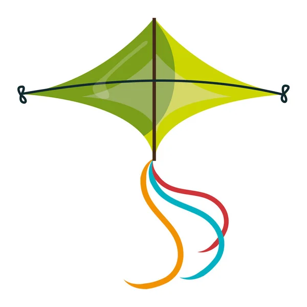 Färgstark grön kite Flying. — Stock vektor