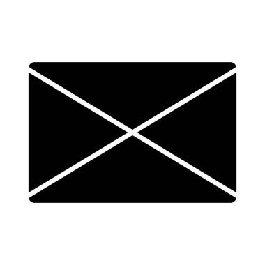 E-posta siyah izole simgesi beyaz arka plan üzerinde.