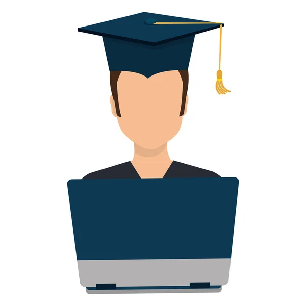 Férfi diák érettségi avatar profil. — Stock Vector
