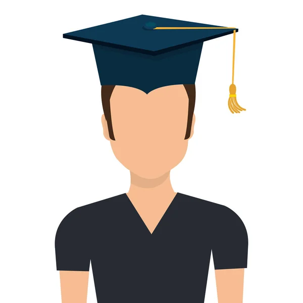 Erkek öğrenci mezuniyet avatar profili. — Stok Vektör