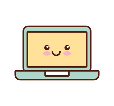 dizüstü bilgisayar kawaii stil izole kutsal kişilerin resmi