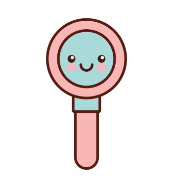 Büyüteç kawaii stil izole simgesini arayın