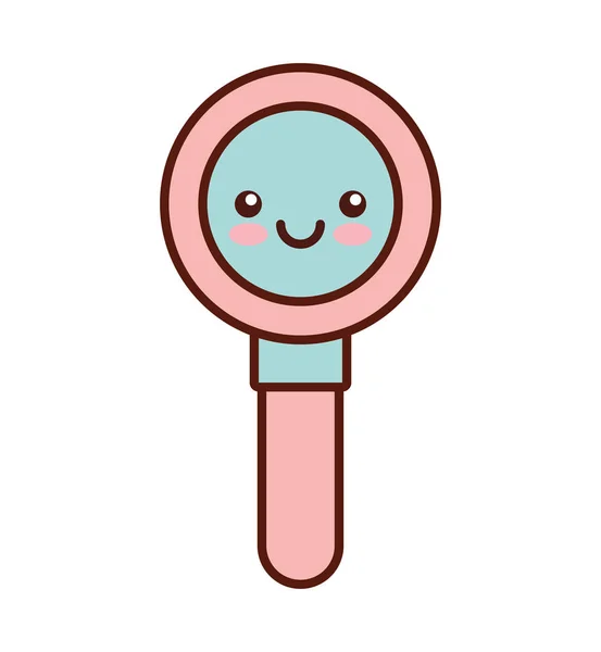 Recherche loupe style kawaii icône isolée — Image vectorielle