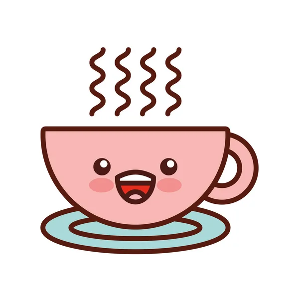 Delicioso café taza kawaii icono plano — Vector de stock