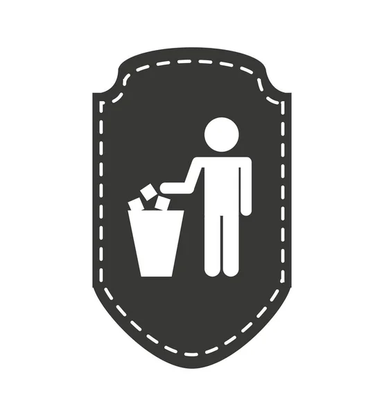 Çöp kutusu ile kişi siluet — Stok Vektör
