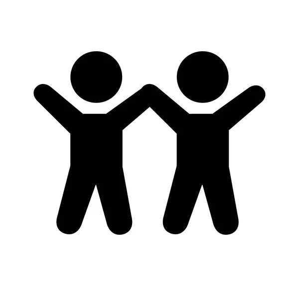 Teamwork zakenlieden silhouet pictogram — Stockvector