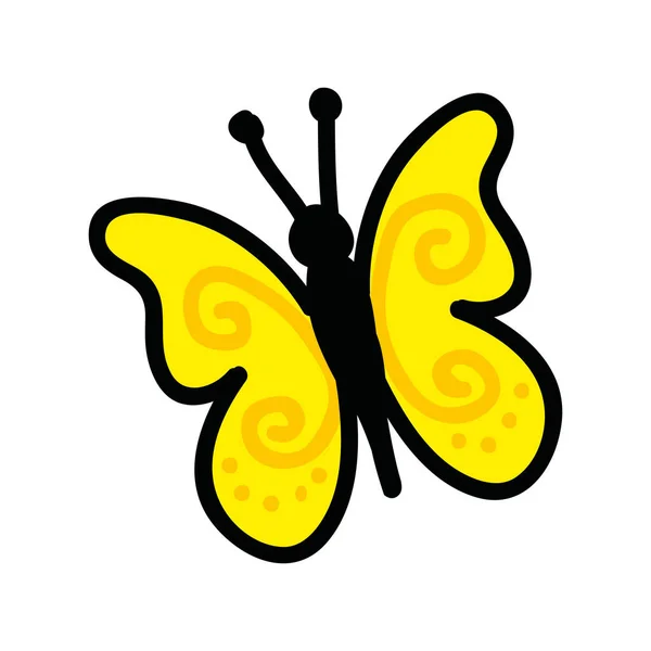 Lindo icono de dibujo de mariposa — Vector de stock