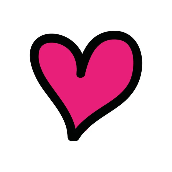Coração amor desenho ícone isolado — Vetor de Stock