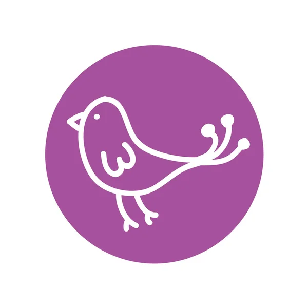 Lindo pájaro dibujo aislado icono — Vector de stock