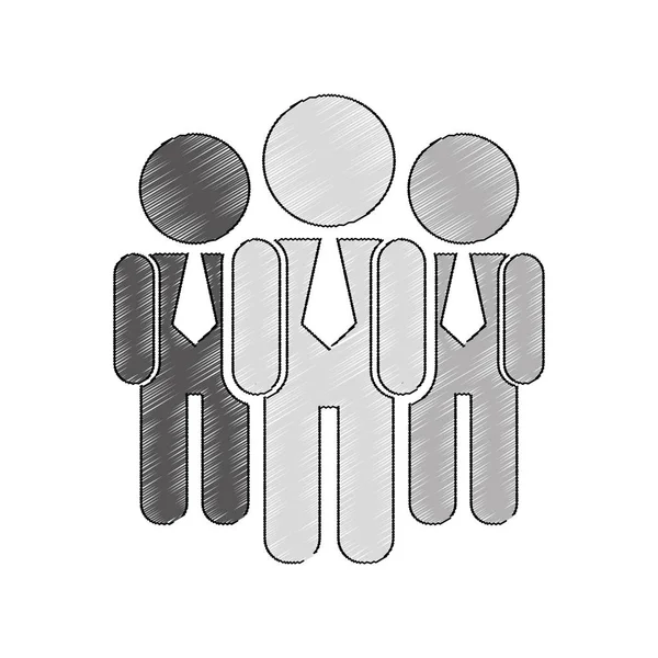 Travail d'équipe hommes d'affaires silhouette icône — Image vectorielle