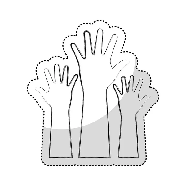 Hands human up isolated icon — Stock Vector