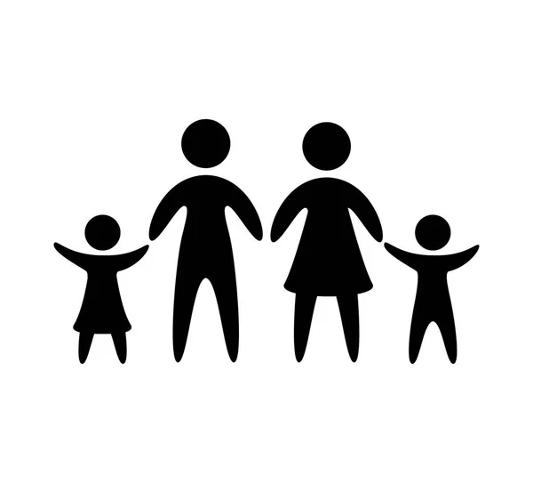 Familie ouders silhouet geïsoleerde pictogram — Stockvector