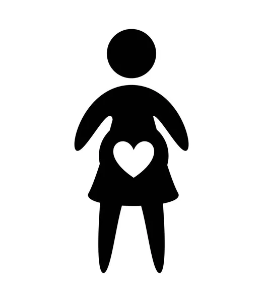 Nő terhesség silhouette elszigetelt ikon — Stock Vector