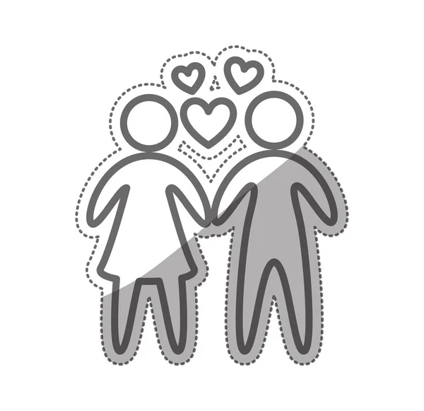 Silhouette couple icône isolée — Image vectorielle
