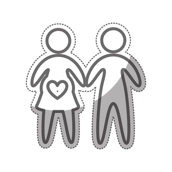 Family parents silhouette isolated icon — Stock Vector