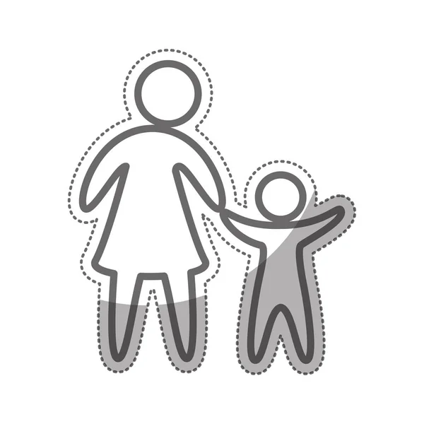 Famille parents silhouette isolé icône — Image vectorielle