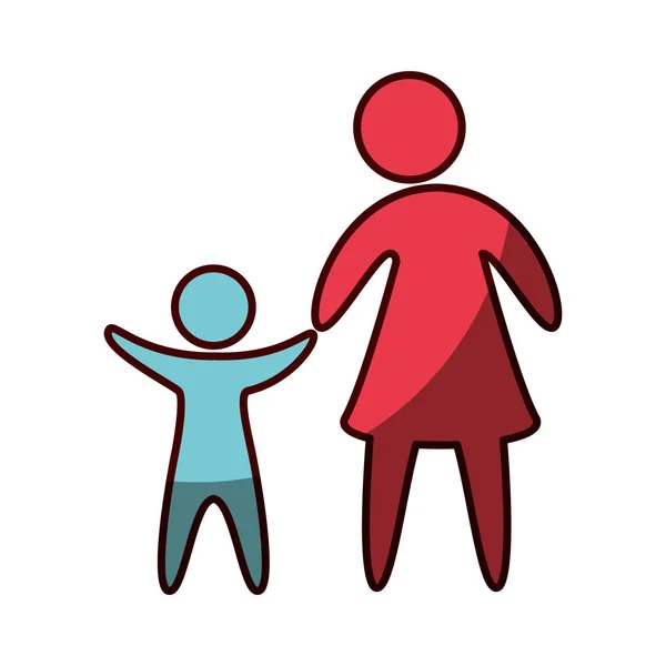 Familie ouders silhouet geïsoleerde pictogram — Stockvector