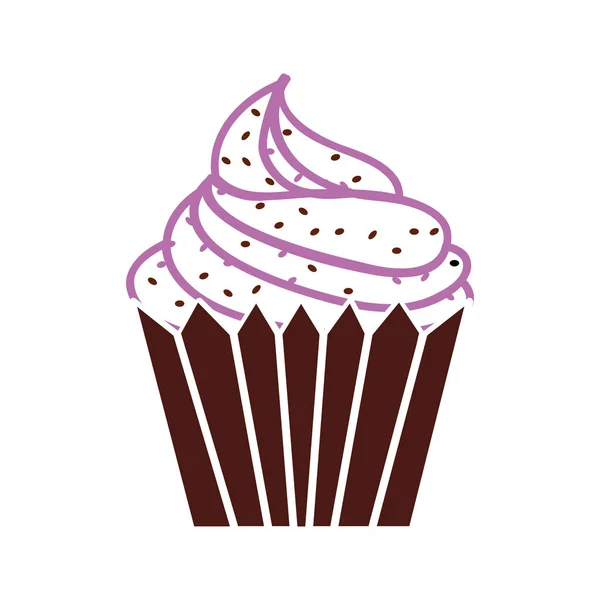 Delicioso dulce cupcake icono — Vector de stock