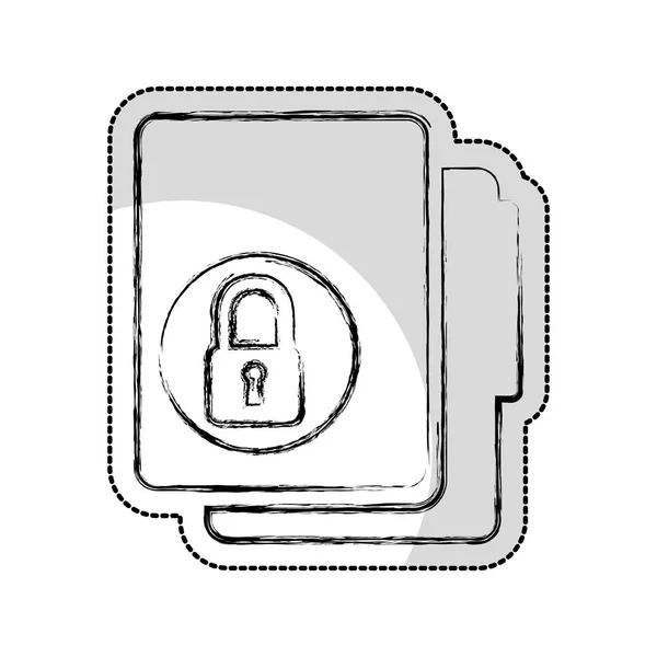 Dossier avec cadenas icône isolée — Image vectorielle