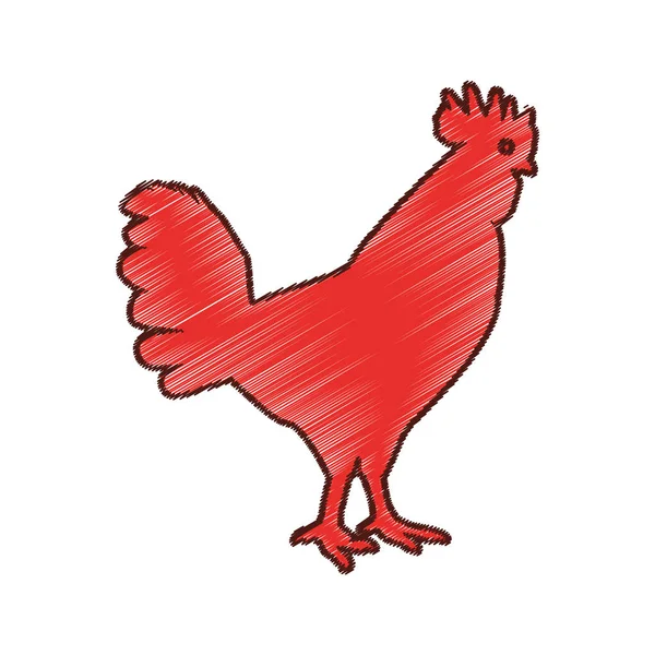 Gallo animal granja aislado icono — Vector de stock