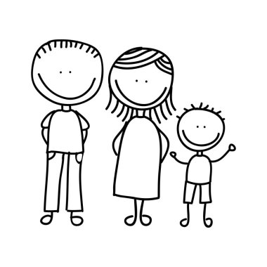 sevimli küçük aile karakter simgesi